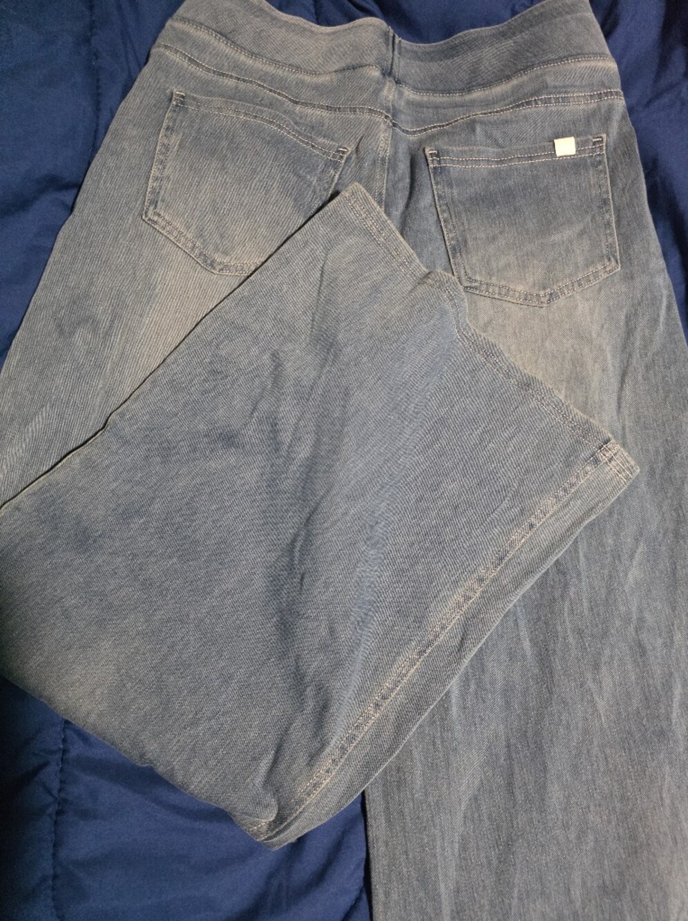 Womens Blue Stretch Denim Jeans - Classic Comfort Size MEDIUM petite - Picture 3 of 3